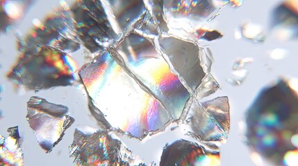 Abstract Shattered Iridescent Crystal Fragmentation