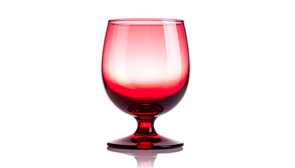 A vibrant, elegant, red-tinted glass against a pure black backdrop. The stemware exhibits a glossy finish, creating highlights and reflections