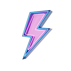 Vibrant pink lightning bolt with neon glow on black background