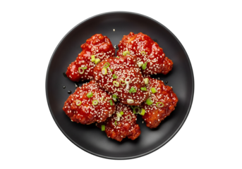 Delicious Korean Fried Chicken Wings with Sesame Seeds and Green Onions