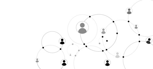 Network background. Connections with points, lines, and people icons. Vector technology background 