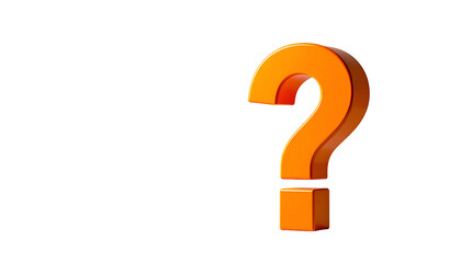 Naklejka premium A 3D rendered, luminous orange question mark stands out against a stark black background. It appears to be floating in space