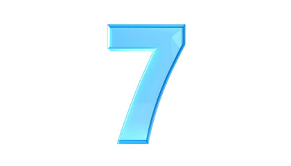 A 3D rendered numeral seven, rendered in light blue, and accentuated with a dark blue outline, against a black backdrop