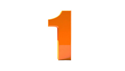 A vibrant, glossy, orange numeral "1" floats against a stark, black backdrop, showcasing a three-dimensional effect with highlights and shadows, adding depth