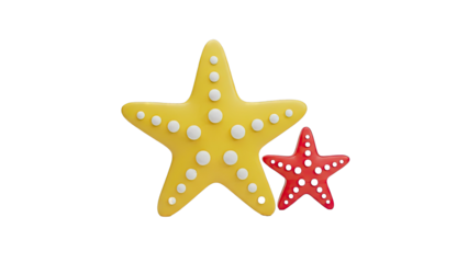 Two Cartoon Starfish: Yellow and Red