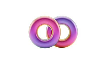 Two iridescent torus shapes