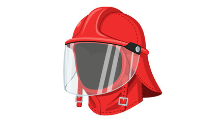 Fototapeta premium A red firefighter helmet with a clear face shield