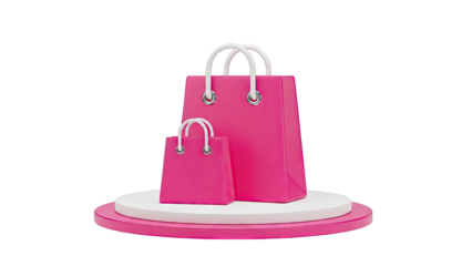 Two Pink Shopping Bags on Pedestals