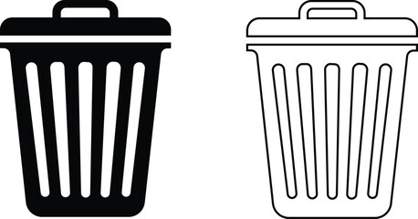 Black and white illustration of trash cans
