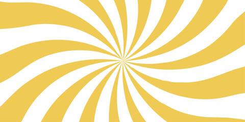 Abstract Vibrant Yellow and White Sunburst Swirl With Dynamic Spiral Radial Rays & Hypnotic Retro Pop Art Pattern. Bold Design for Summer Sale Banners, Marketing Graphics & Wallpapers.