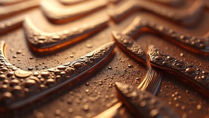 Luxurious abstract ornamental surface with metallic sheen and textured details