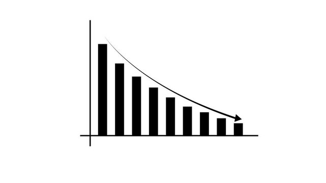 Down arrow business graph chart animation.  Loss business graph icon animation.  Going down graph chart animation.  Decreasing business graph concept.