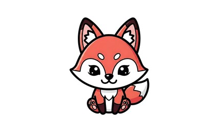 Obraz premium Cute Cartoon Fox Illustration Isolated Background.