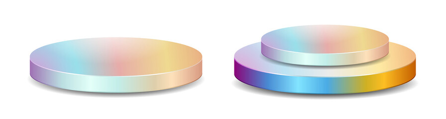 PNG Colorful Pastel 3D Podium Isolated Stage Pedestal Transparent Background for Product Display Gradient Rainbow Platform Stand