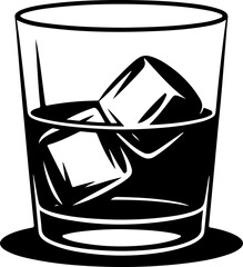 Whiskey Glass with Ice Cubes silhouette vector illustration