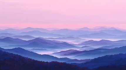 Misty Blue and Purple Mountain Layers at Sunrise mountain range