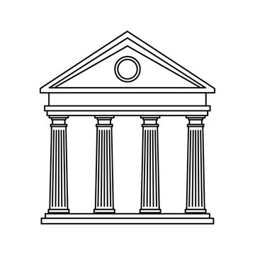 Classic greek temple front with columns and pediment