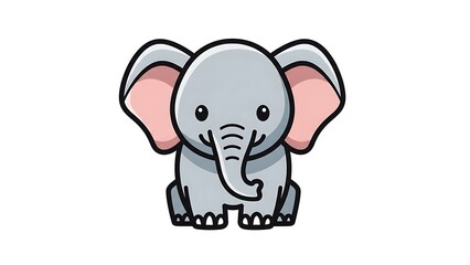 Fototapeta premium Cute Cartoon Elephant Illustration on White.