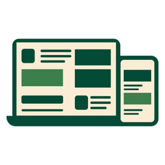 Responsive Web Interface on Laptop and Mobile Flat Vector Illustration