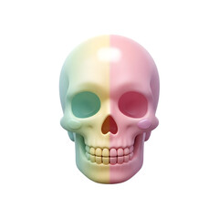 Obraz premium A pastel-colored skull with a split design on transparent background