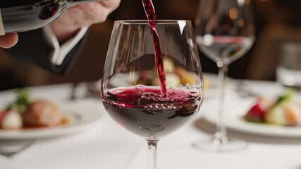 Red wine being poured into a glass