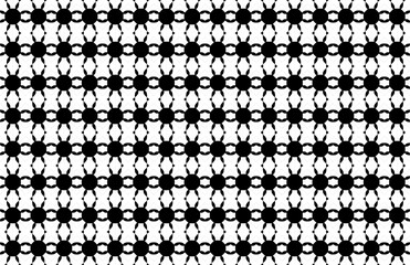 black and  circel dot white seamless pattern background monocrome flower damask .