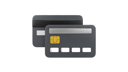 Two Dark Gray Credit Cards with Gold Chip