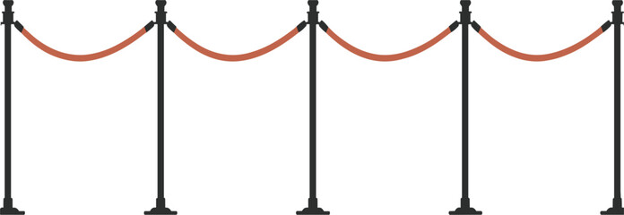 Red velvet rope barrier with black stanchions for VIP entrance, luxury event, cinema queue, and security © Majnur