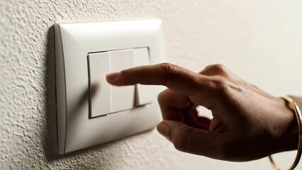 Hand pressing light switch on wall