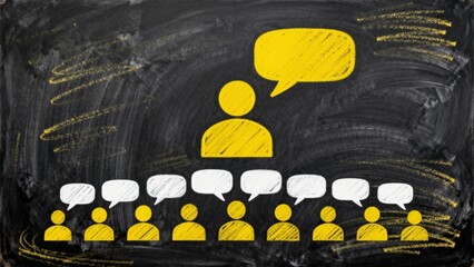 chalkboard drawing of group communication