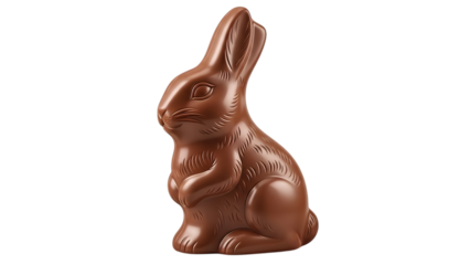 Chocolate easter bunny isolated on transparent background