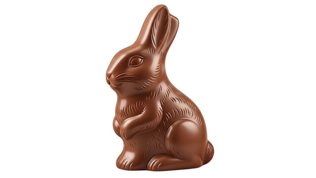 Chocolate easter bunny isolated on transparent background