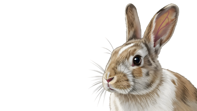 Brown rabbit portrait isolated on transparent background - Powered by Adobe