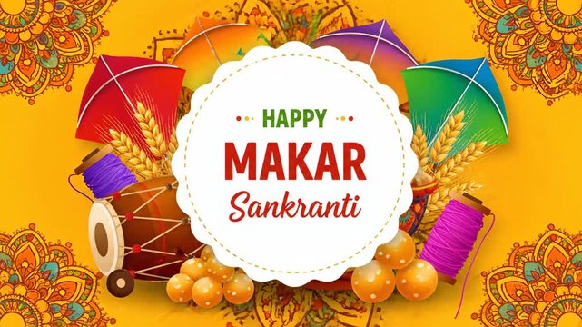 Makar Sankranti Uttarayan Kite Festival Harvest Festival Indian Festival Greeting