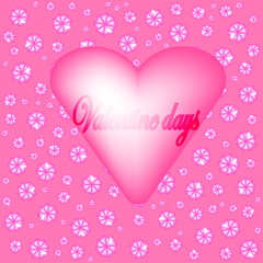 Abstract pink background with a central glowing heart and scattered delicate floral patterns, perfect for expressing love and romantic sentiments on special occasions