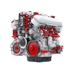 Complex internal combustion engine, red and white design