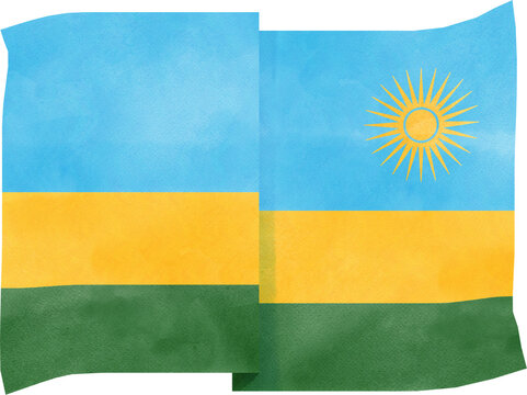 illustration of Rwanda flag in water color style