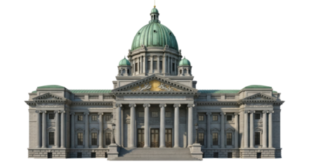 3d government building with dome transparent background cutout png