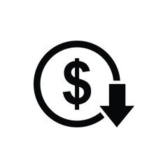 Obraz premium Cost reduction icon. Dollar Down Icon vector. Mail Icon Symbols vector. symbol for web site Computer and mobile vector.