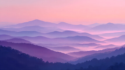 Sunrise Mist in Purple and Pink Mountain Valleys mountains