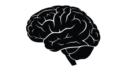 Detailed human brain depiction in a dark striking silhouette © RABEYA