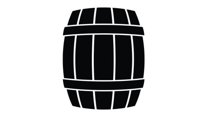 A simple black wooden barrel illustration in a striking silhouette
