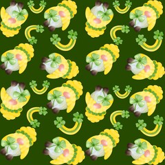 Rainbow St.patrick seamless floral pattern 