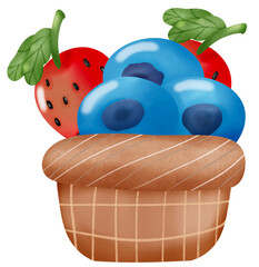 Strawberry and blueberry in pot clip art
