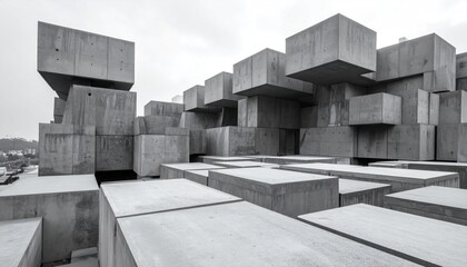 Abstract Concrete Cubes - A Modern Architectural Composition.