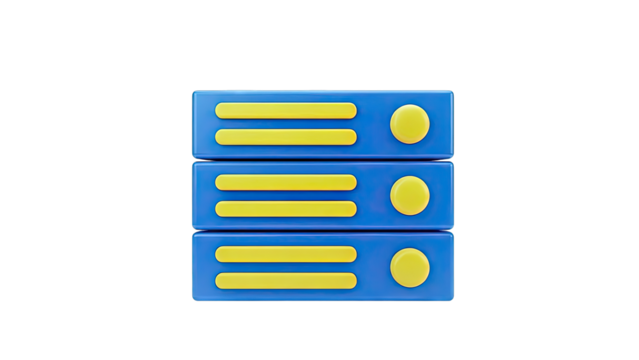 Three blue and yellow stackable binders - Powered by Adobe