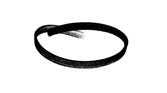 Artistic hand drawn black marker oval animation on white background for highlighting titles and creative transitions in professional video editing and cinematic projects.

