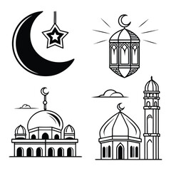 Islamic Ramadan Crescent Moon Symbols