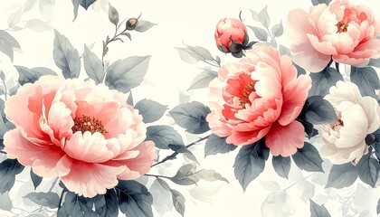 フェミニンでロマンチックな水彩花柄デザイン English: Feminine and Romantic Watercolor Floral Pattern	