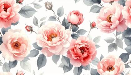 フェミニンでロマンチックな水彩花柄デザイン English: Feminine and Romantic Watercolor Floral Pattern	